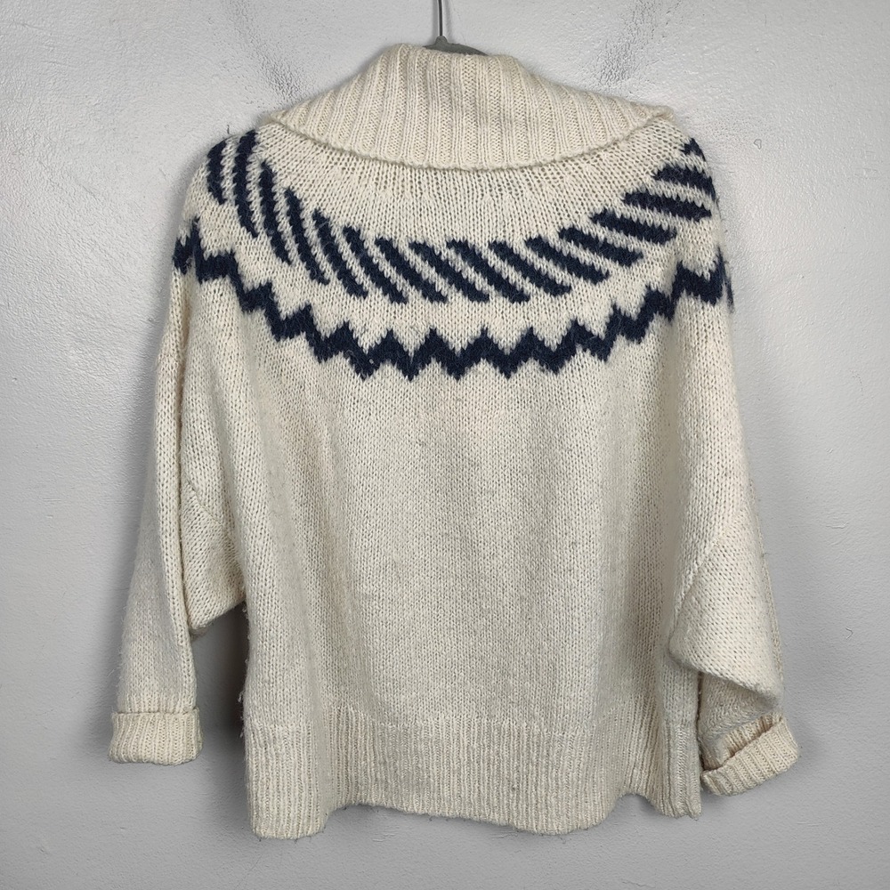 J Crew Half-Zip Turtleneck Sweater Womens XS S Fair Isle Knit Cream Alpaca Blend - Picture 8 of 12